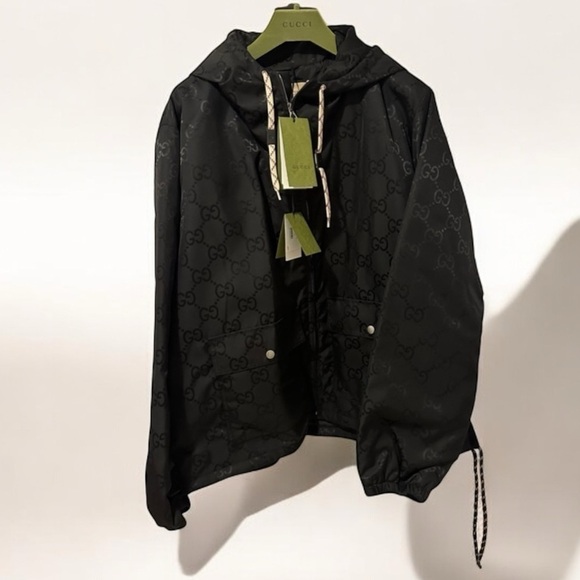 NWT Gucci Off The Grid hooded jacket size 50 Black on Black - Picture 4 of 13